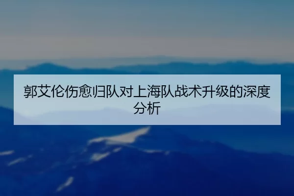 郭艾伦伤愈归队对上海队战术升级的深度分析